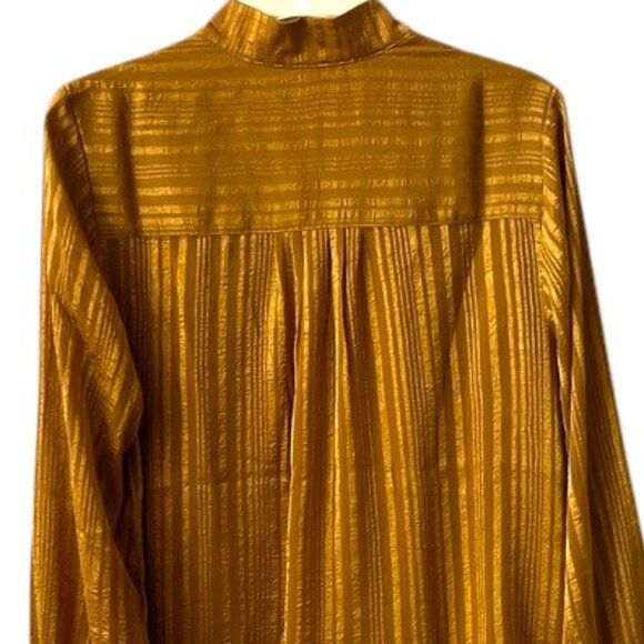 Soft Surroundings Golden Striped Blouse Long Sleeves V-Neck - Picture 7 of 11